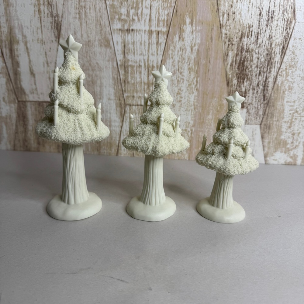 Department 56 Snowbabies Candlelight Trees Set of 3 Christmas Village Decor